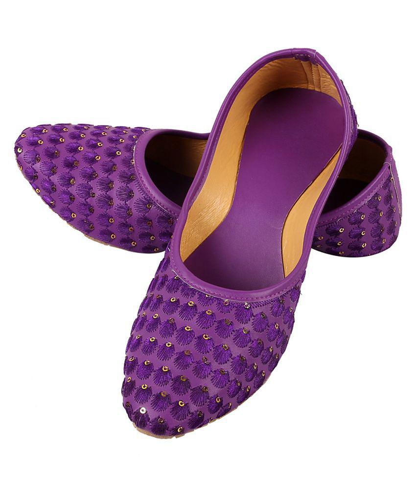 Raj Purple Ethnic Footwear - None