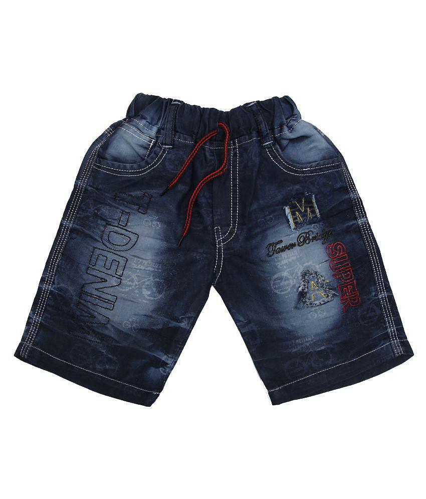 Zadmus Boys Knee Length Denim Shorts (Blue, 1 - 2 Years) - None