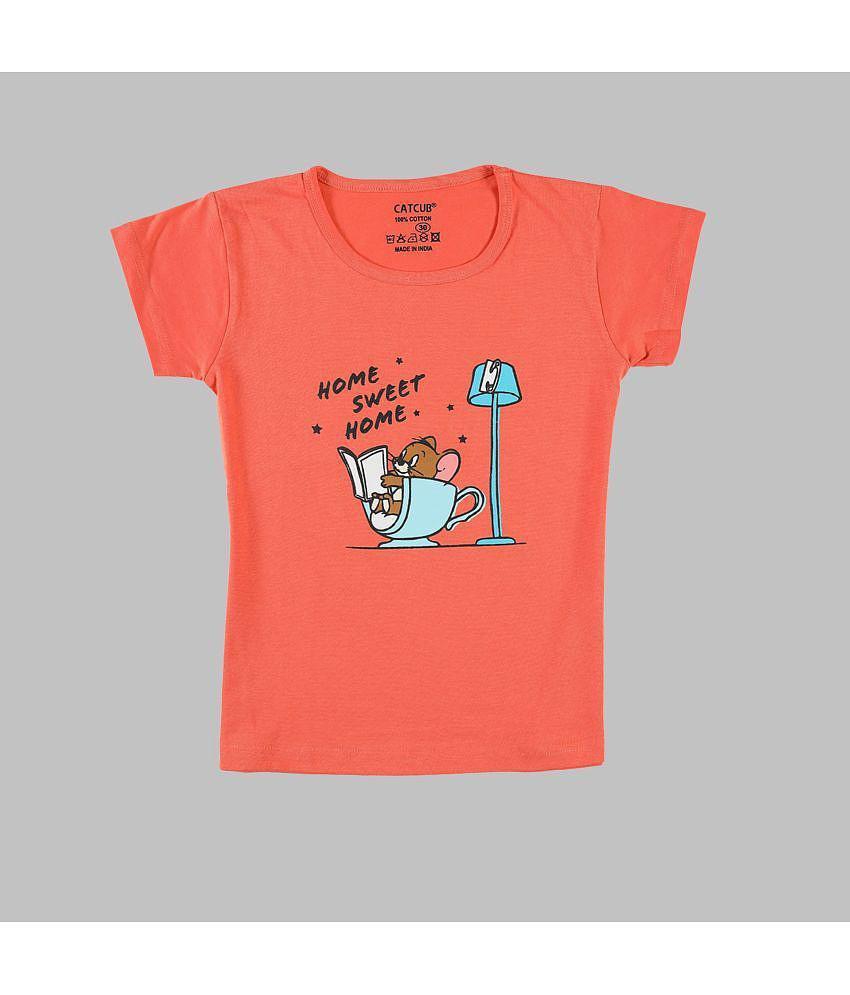Latest Men CATCUB - Orange 100% Cotton Girls T-Shirt ( Pack of 1 ) - None 2025 at ShopCircuit | 