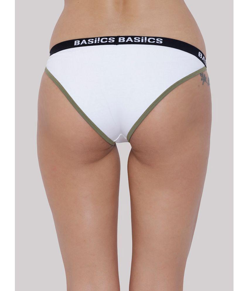 Chic Men BASIICS By La Intimo - White BCPBR09 Cotton Lycra Solid Womens Bikini ( Pack of 1 ) - N