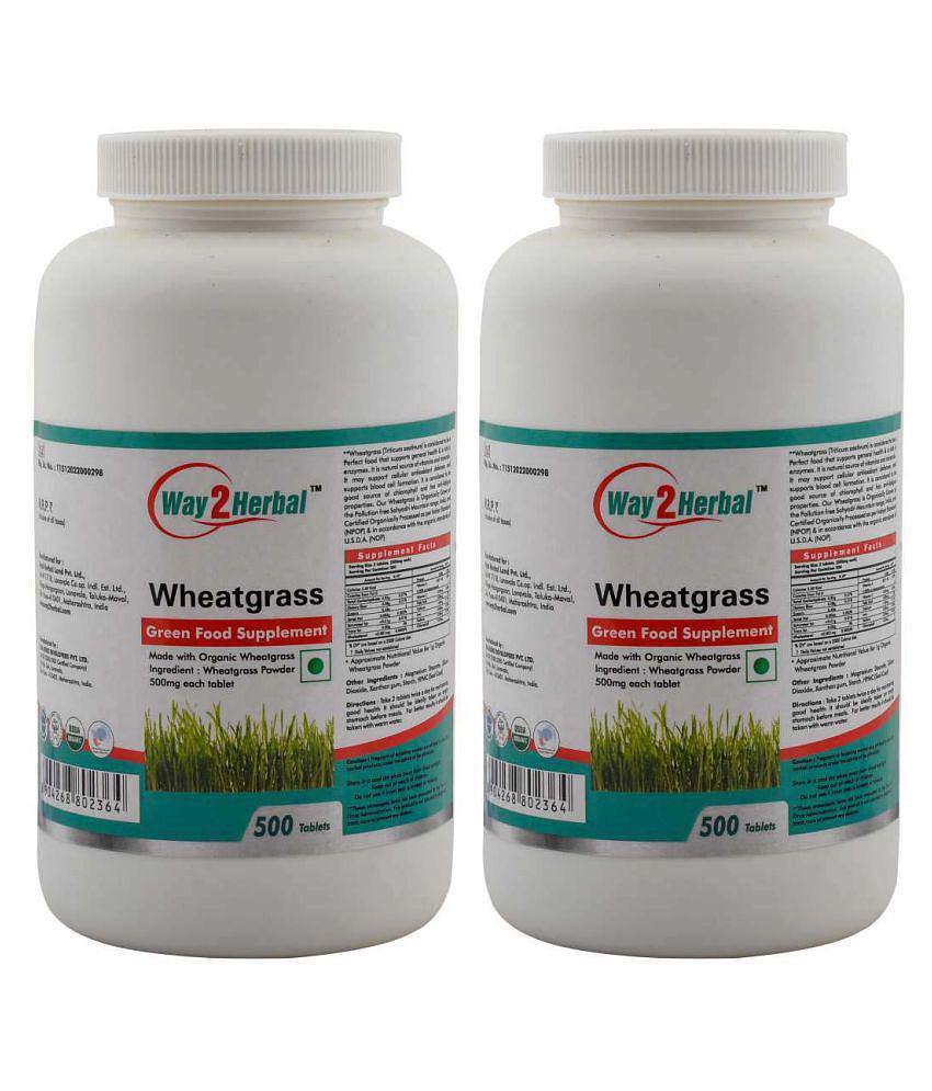 Way2Herbal Wheatgrass Tablets 500 no.s Pack of 2