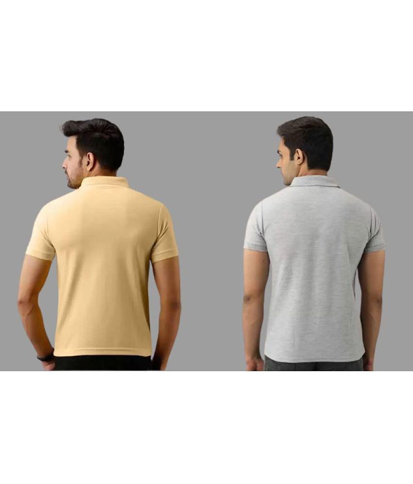 SKYRISE - Grey Cotton Blend Slim Fit Men's Polo T Shirt ( Pack of 2 ) - None