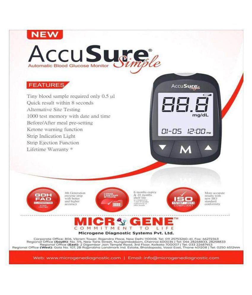 Accusure GLUCOSE MONITOR SIMPLE WITH 25 STRIPS ( STRIPS Expiry -Apr 2024)