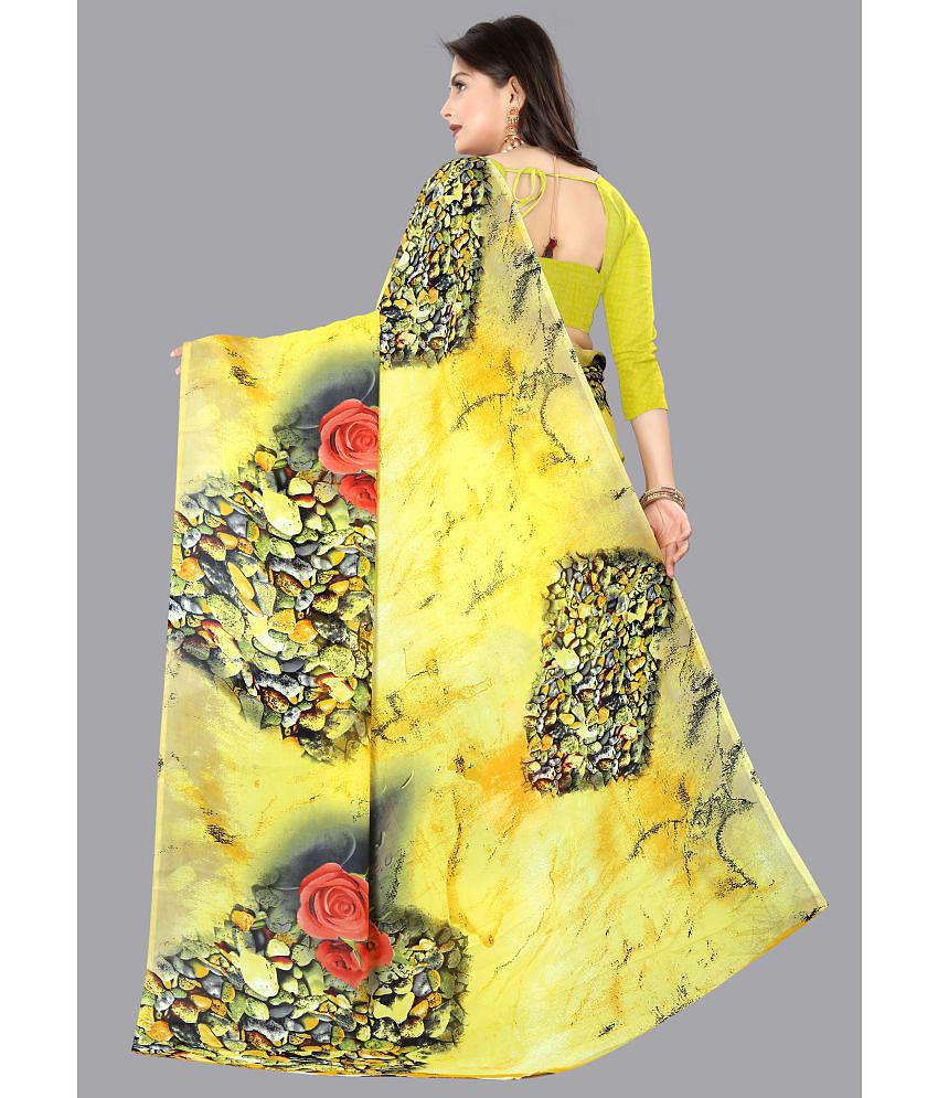 Anand Sarees - Yellow Georgette Saree With Blouse Piece ( Pack of 1 ) - Yellow