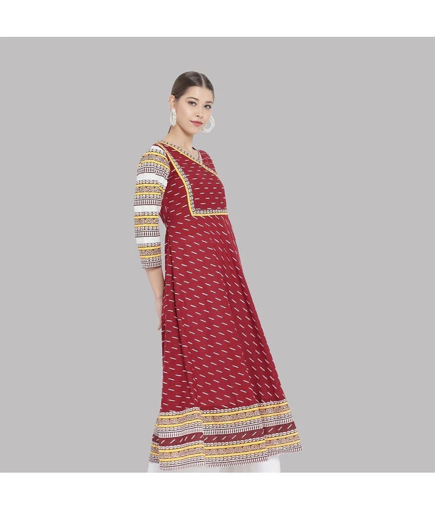 Trendy Men Yash Gallery - Maroon Cotton Womens Angrakha Kurti ( Pack of 1 ) - None 2025 at ShopC