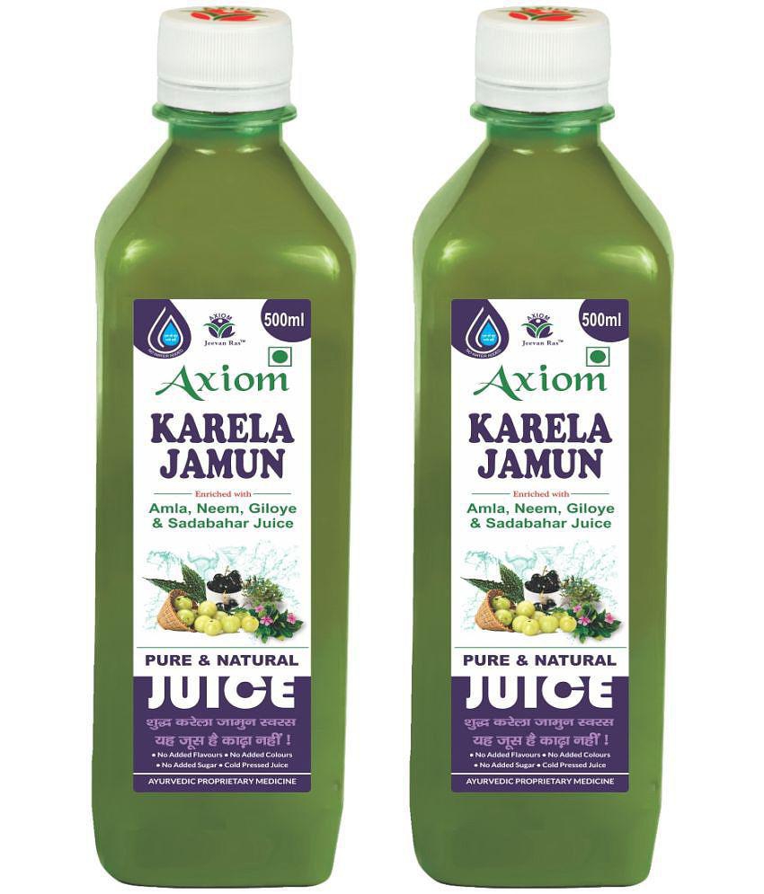 Axiom Karela Jamun Swaras 500 ml -Pack of 2 | Maintaining Blood Sugar Levels | Lowers Bad Cholesterol Levels | For Glowing Skin and Lustrous Hair | 100% Natural WHO GMP, GLP Certified Produc