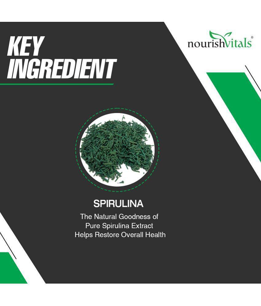 NourishVitals Spirulina Pure Herbs, 500 mg Spirulina Extract, Naturally Vitamins Rich, 60 Veg Capsules