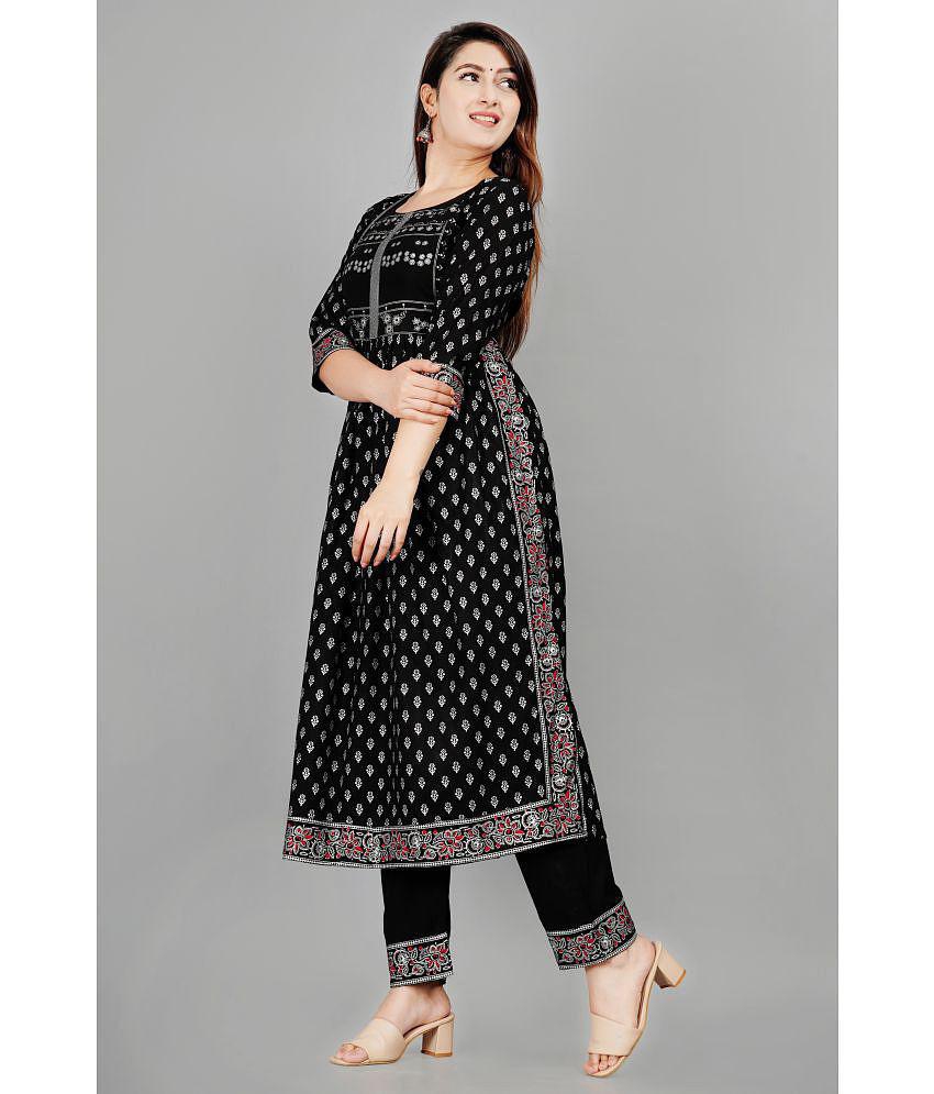 SIPET - Black Straight Rayon Women's Stitched Salwar Suit ( Pack of 1 ) - S, Black