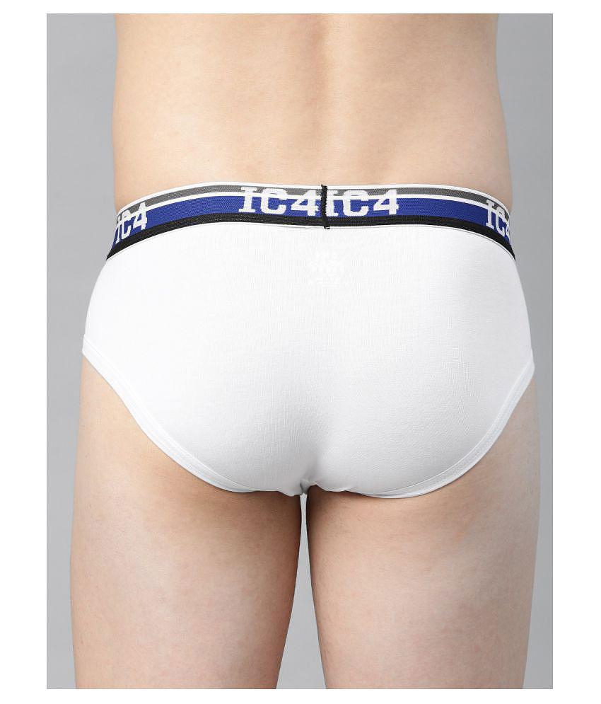 IC4 - White Cotton Blend Men's Briefs ( Pack of 2 ) - XL