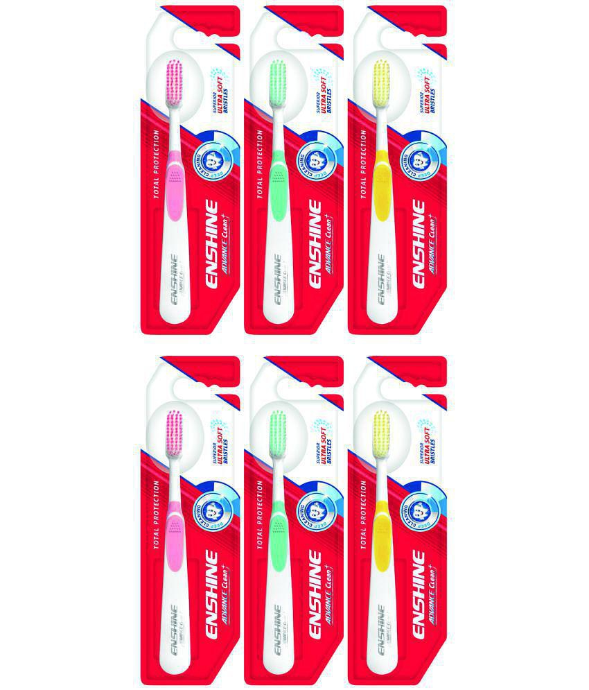 Enshine Pack of 6, Advance Clean+ Superior Bristles Ultra Soft Toothbrush (6 Toothbrushes)