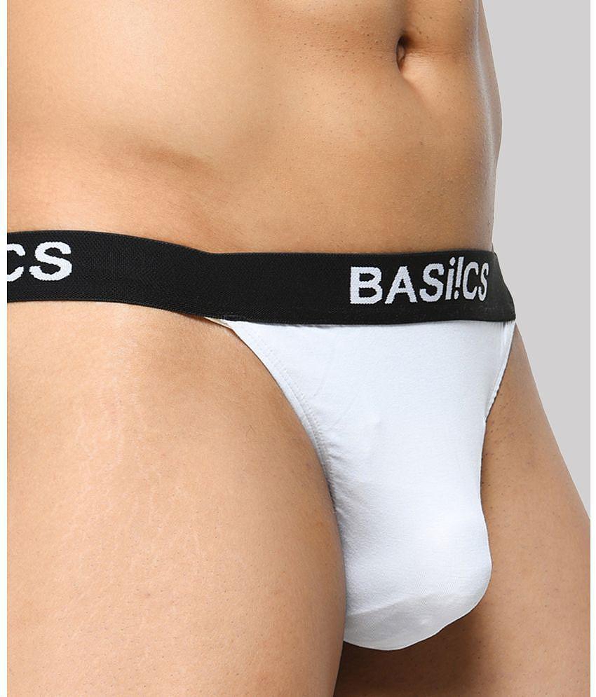 Modern Men BASIICS By La Intimo - White BCSTH01 Spandex Mens Thongs ( Pack of 1 ) - None 2025 at