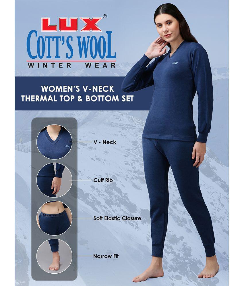 Modern Women Lux Cottswool Cotton Blend Thermal Sets Blue Pack of 1 None 2025 at ShopCircuit