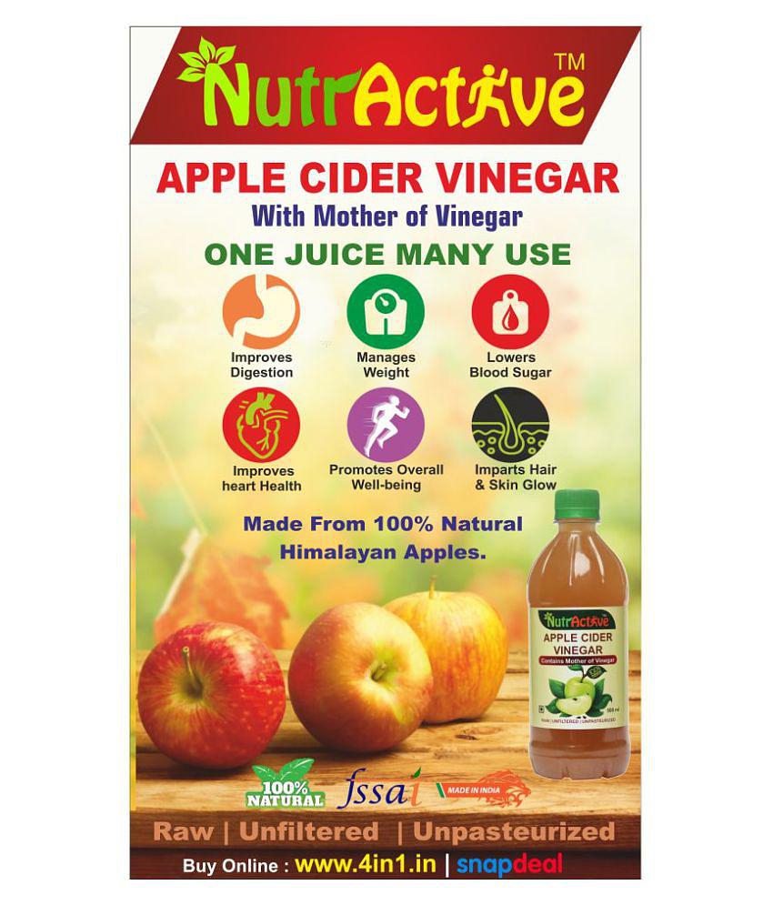 NutrActive Green Apple Cider Vinegar with Mother of Vinegar, 500 ml Unflavoured Single Pack