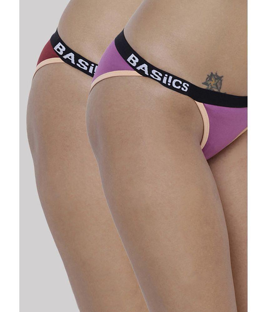 Top Men BASIICS By La Intimo - Multicolor BCPBR090B Cotton Lycra Solid Womens Crotchless ( Pack 