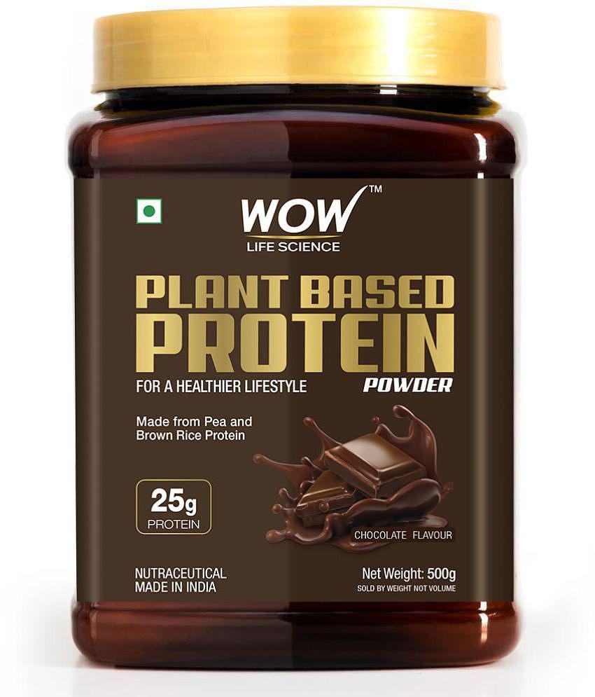 WOW Life Science Plant Protein Powder - Made From Pea & Brown Rice Protein -chocolate Flavour