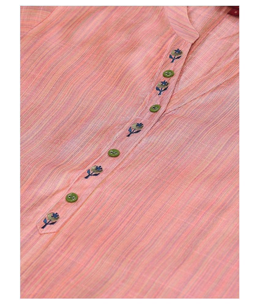 KSUT Peach Silk Straight Kurti - L