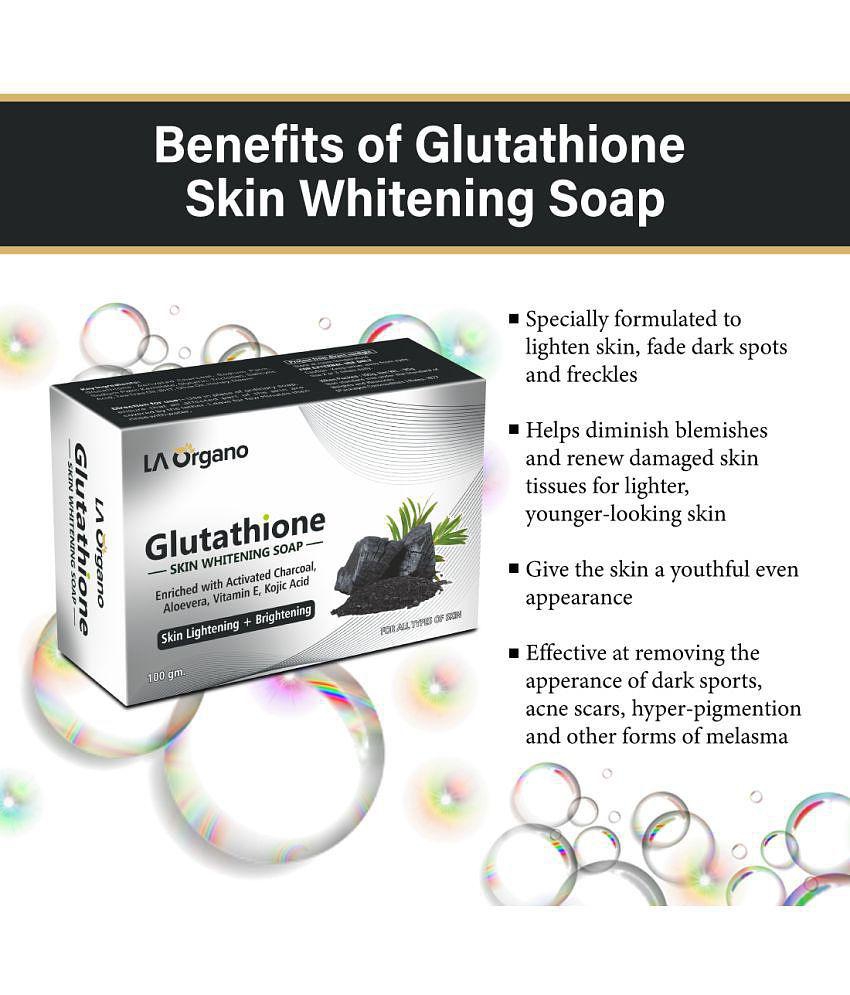 LA ORGANO Glutathione Charcoal Skin Lightening & Brightening Bathing Soap 300 g Pack of 3