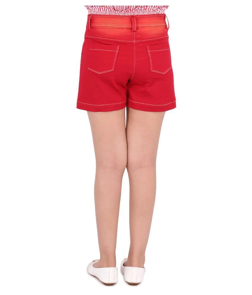 New Men Cutecumber - Red Denim Girls Cycling Shorts ( Pack of 1 ) - None 2025 at ShopCircuit | O