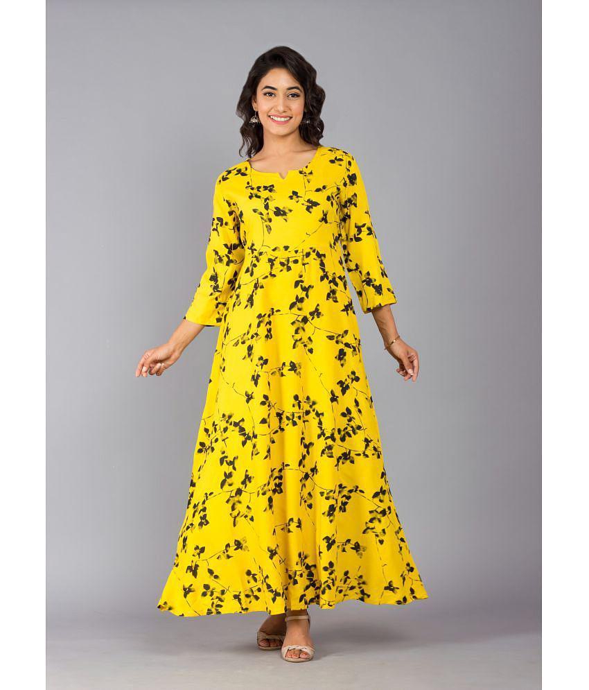 Affordable Men Frionkandy - Yellow Rayon Womens Fit & Flare Dress ( Pack of 1 ) - None 2025 at S