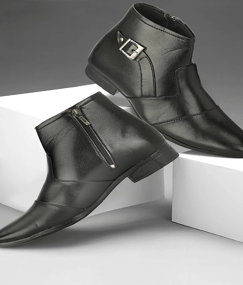 Top Accessories STALAG Black Mens Formal Boots - None 2025 at ShopCircuit | ONDC