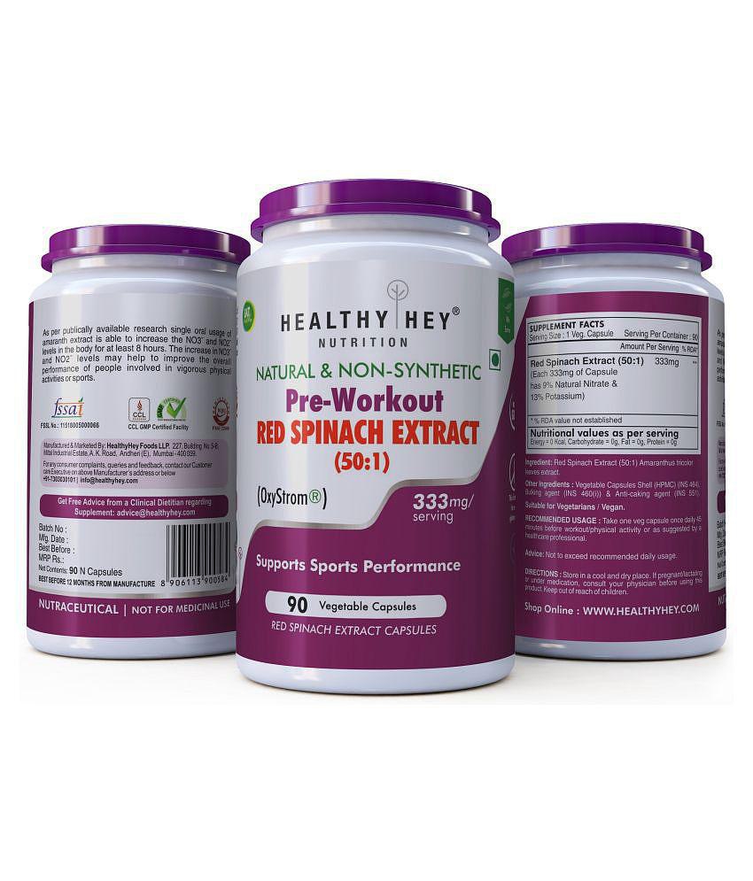 HEALTHYHEY NUTRITION Natural Pre-Workout Red Spinach Extract 333mg Capsule 333 mg