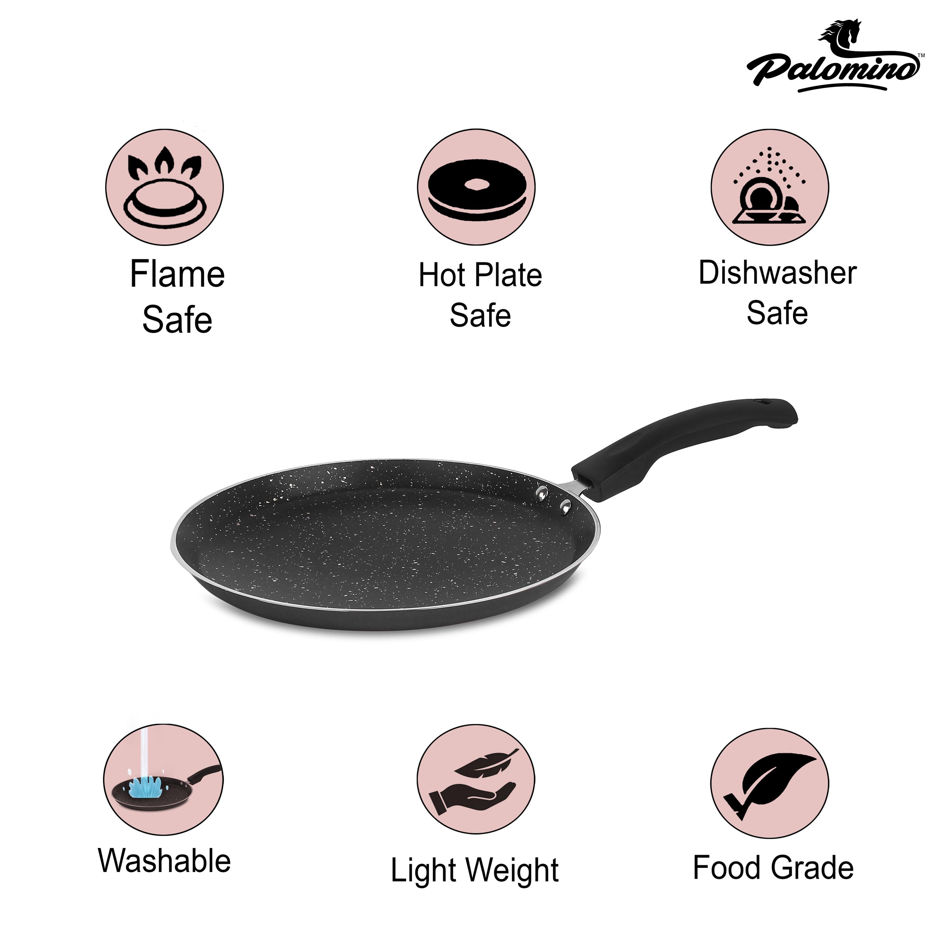 PALOMINO Induction Bottom Cookware Set (Aluminium, 4 - Piece) (COKWARE SET KADHAI WITH LID , FRY PAN & TAWA SET) Induction Bottom Non-Stick Coated Cookware Set  (Black Aluminium, 4 - Piece)