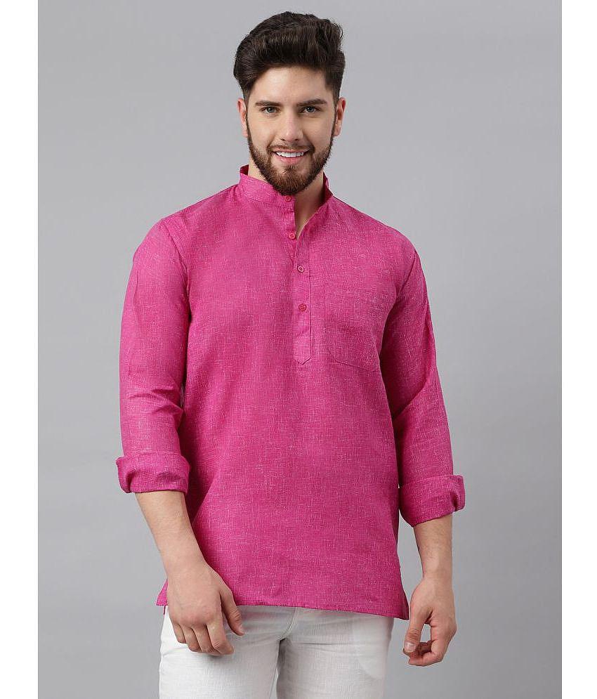 KLOSET By RIAG - Magenta Cotton Men's Shirt Style Kurta ( Pack of 1 ) - None