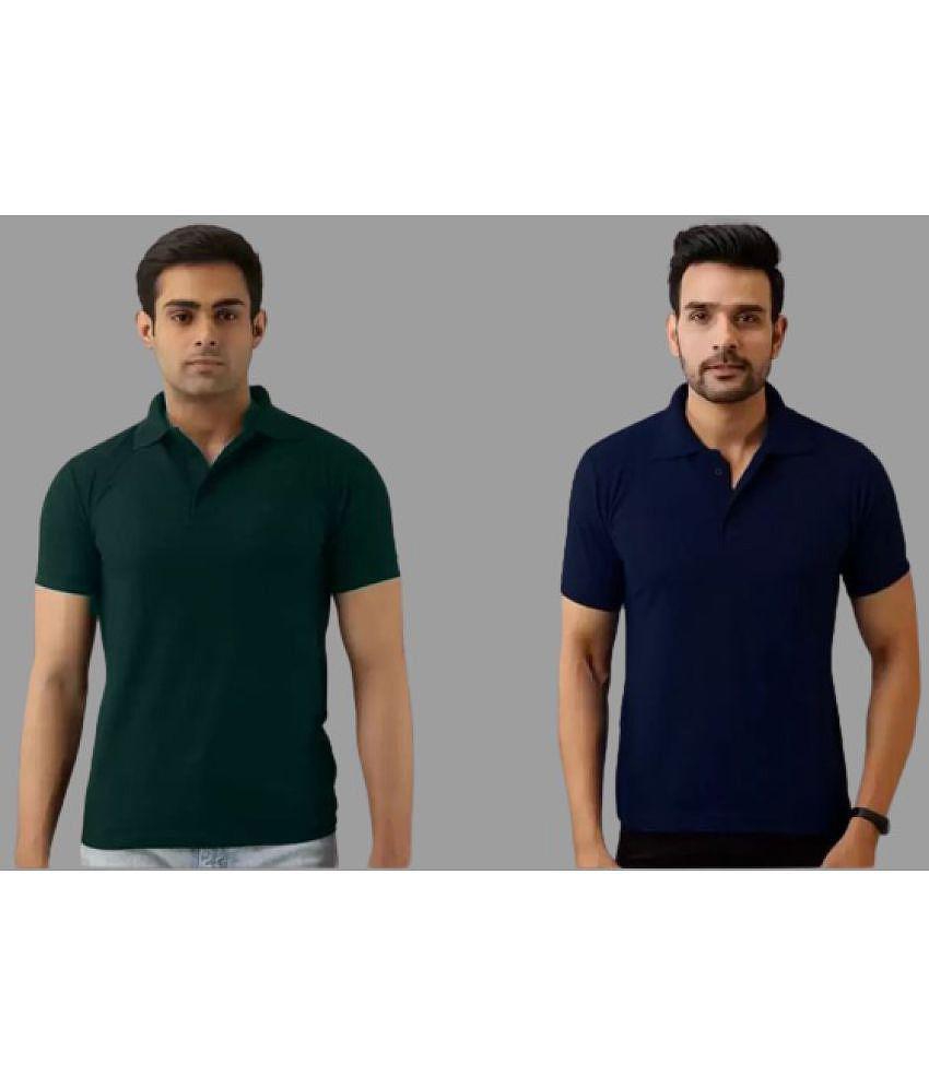 SKYRISE - Multicolor Cotton Blend Slim Fit Men's Polo T Shirt ( Pack of 2 ) - None