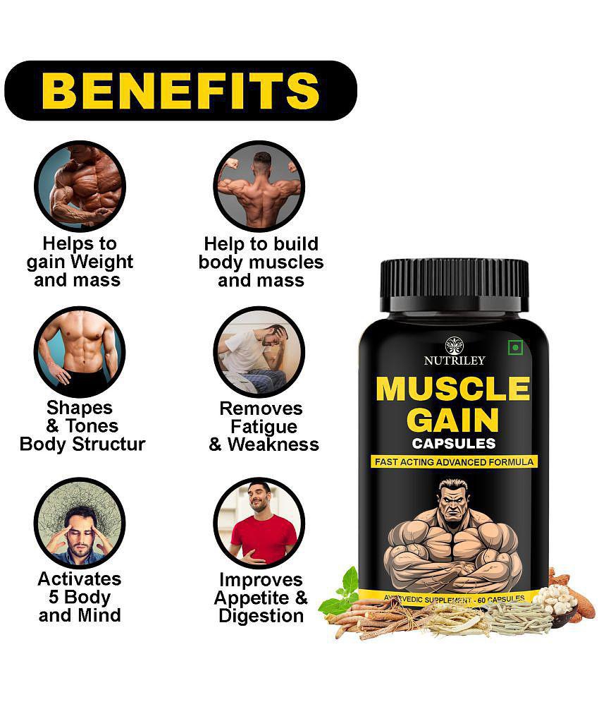 Nutriley Muscle Gain Capsule, Mass Gainer, 60 gm Capsule