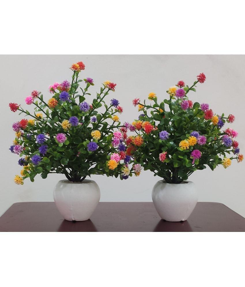 BAARIG - Multicolor Daisy Artificial Flower ( Pack of 2 )