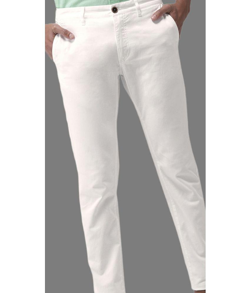 HALOGEN - White Cotton Lycra Skinny - Fit Men''s Chinos ( Pack of 1 ) - None