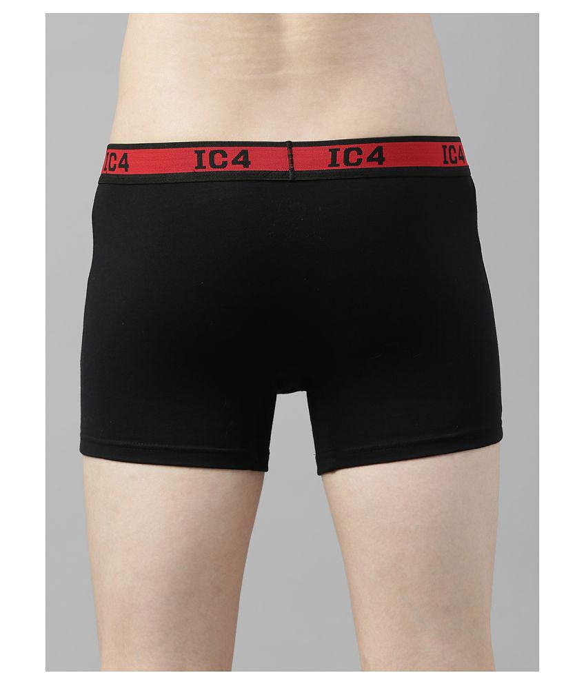 IC4 -  Black Cotton Blend Men's Trunks ( Pack of 2 ) - L