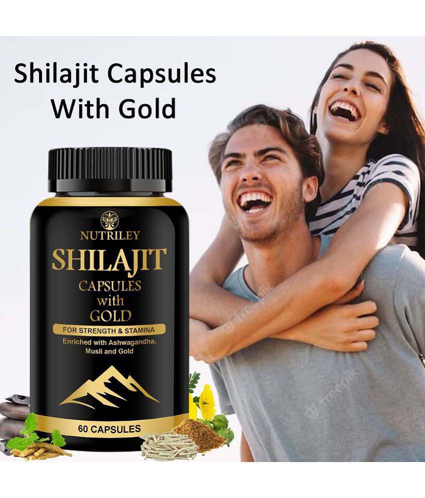 Nutriley Shilajeet Gold Capsules, Pure Shilajit for Vigour & Vitality, 60 gm Minerals Capsule