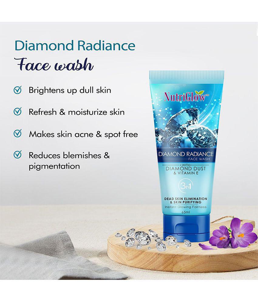 NutriGlow Diamond Radiance Face Wash For Brighter Skin Tone and Deep Pore Cleansing, Removes Blackheads, 65ml each, Pack of 4