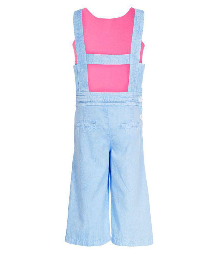 Naughty Ninos - Blue Cotton Girls Dungarees ( Pack of 1 ) - None