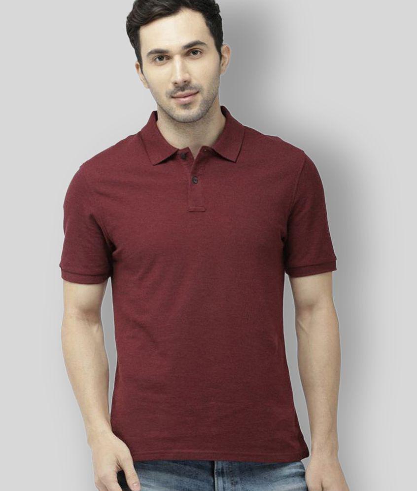 FASHION365 - Maroon Cotton Blend Slim Fit Men's Polo T Shirt ( Pack of 1 ) - None