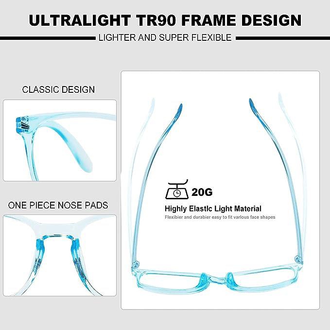 Blue Frame Power Readers Stylish Blue Light Blocking Glasses with TR90 Frames and Polycarbonate Lens for Enhanced Eye Protection (Power - 3.00)