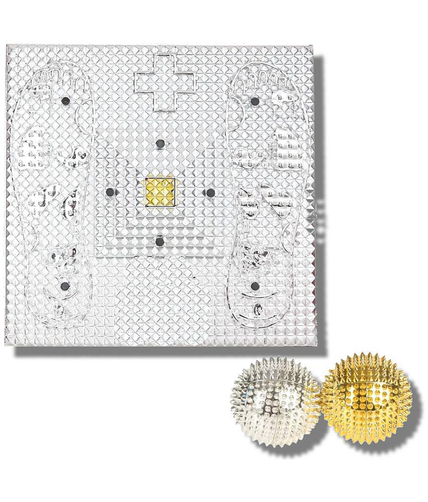 Divya Shri Acupressure Health Care Plate System Plastic Foot Magnetic Pyramid Power Stress Mat or Board with Manual Massager Balls - M