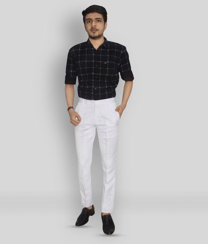 Trendy Women Kundan - White Polycotton Slim - Fit Mens Formal Pants ( Pack of 1 ) - None 2025 at