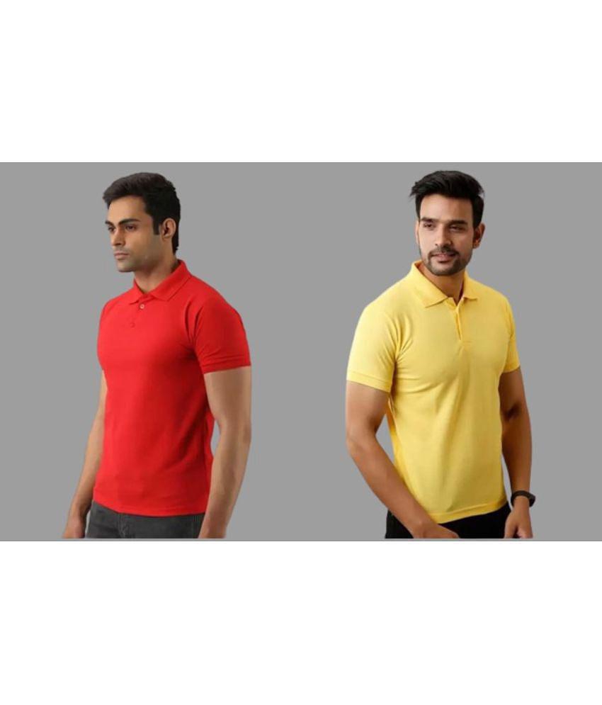 SKYRISE - Multicolor Cotton Blend Slim Fit Men's Polo T Shirt ( Pack of 2 ) - None