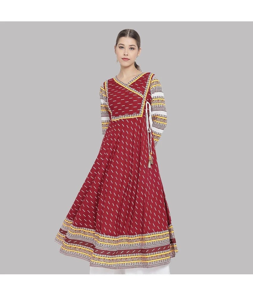 Trendy Men Yash Gallery - Maroon Cotton Womens Angrakha Kurti ( Pack of 1 ) - None 2025 at ShopC
