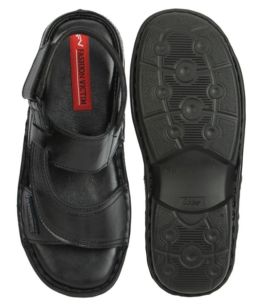 Top Women Fashion Victim Black Leather Sandals - None 2025 at ShopCircuit | ONDC