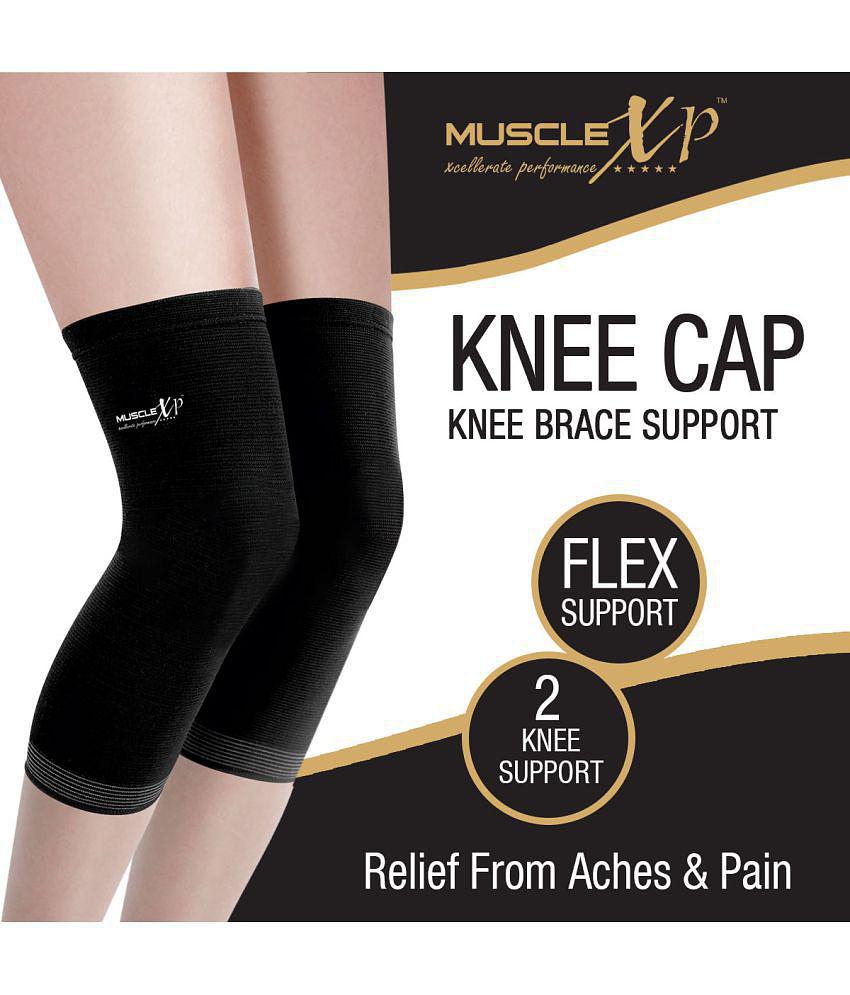 MuscleXP DrFitness+ Knee Cap & Brace Knee Compression Support For Men & Women, Gym, Cycling, Running and  Exercise, Knee Brace Joint Pain Relief (Medium) - Black