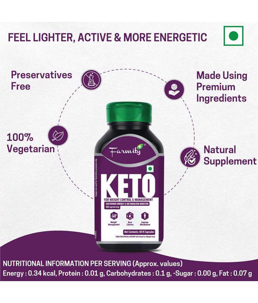 Farmity Keto Advanced Weight Loss Supplement With CLA 800Mg - 60 Capsules | Supports Metabolic Rate, Ketosis