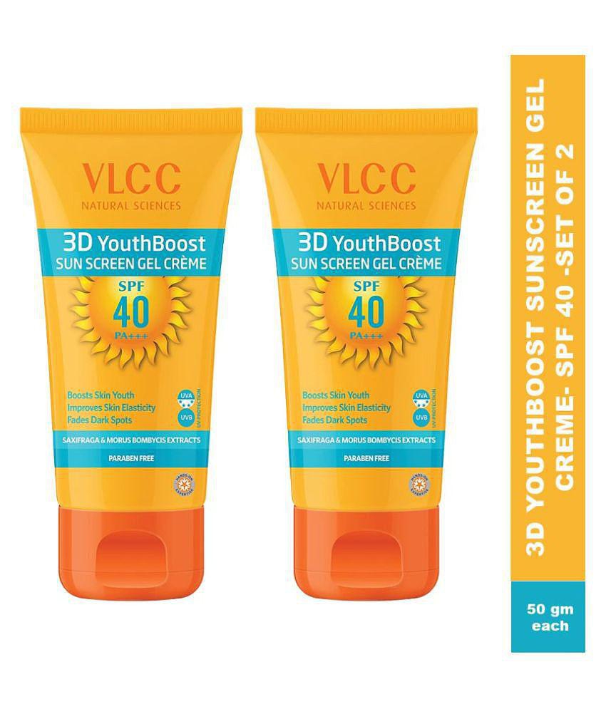 VLCC 3D Youth Boost Sunscreen Cream SPF 40 PA+++ Light 50 g each Pack of 2