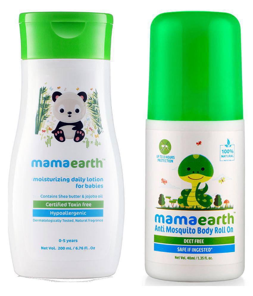 Mamaearth Daily Moisturizing Baby Lotion, 200ml änd Natural Anti Mosquito Body Roll On, 40ml