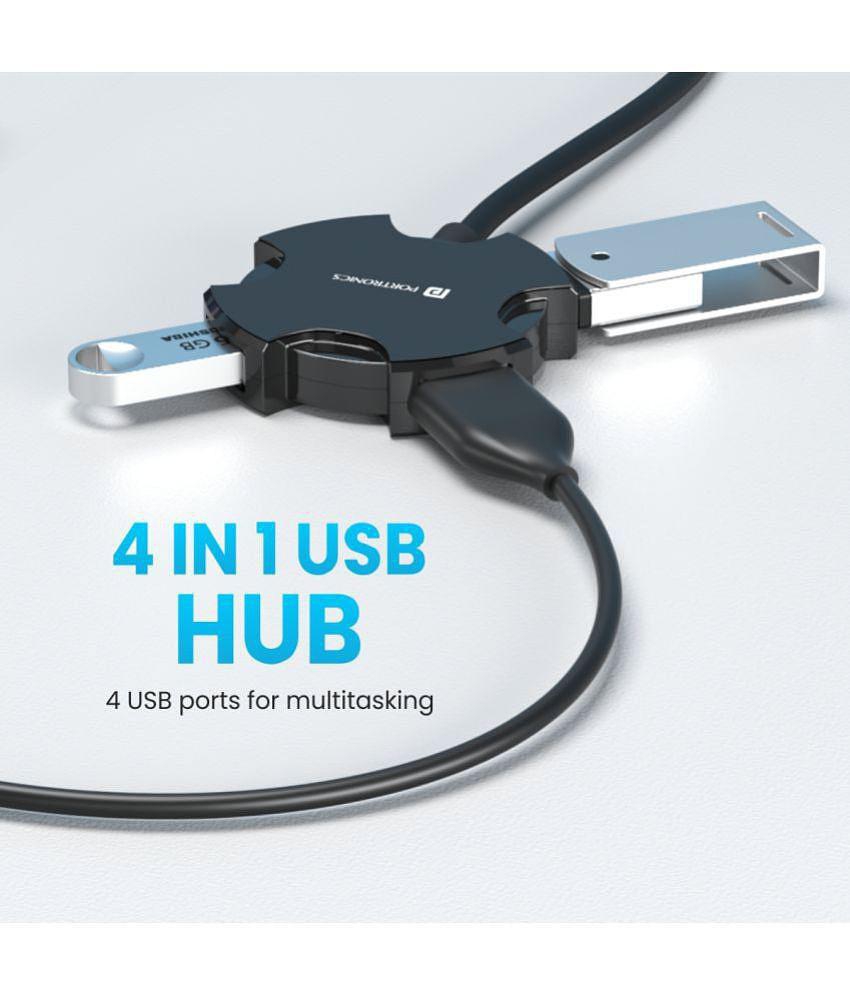 Portronics M Port 4C:4 Ports USB Hub with 1.2M Cable ,Black (POR 1572)