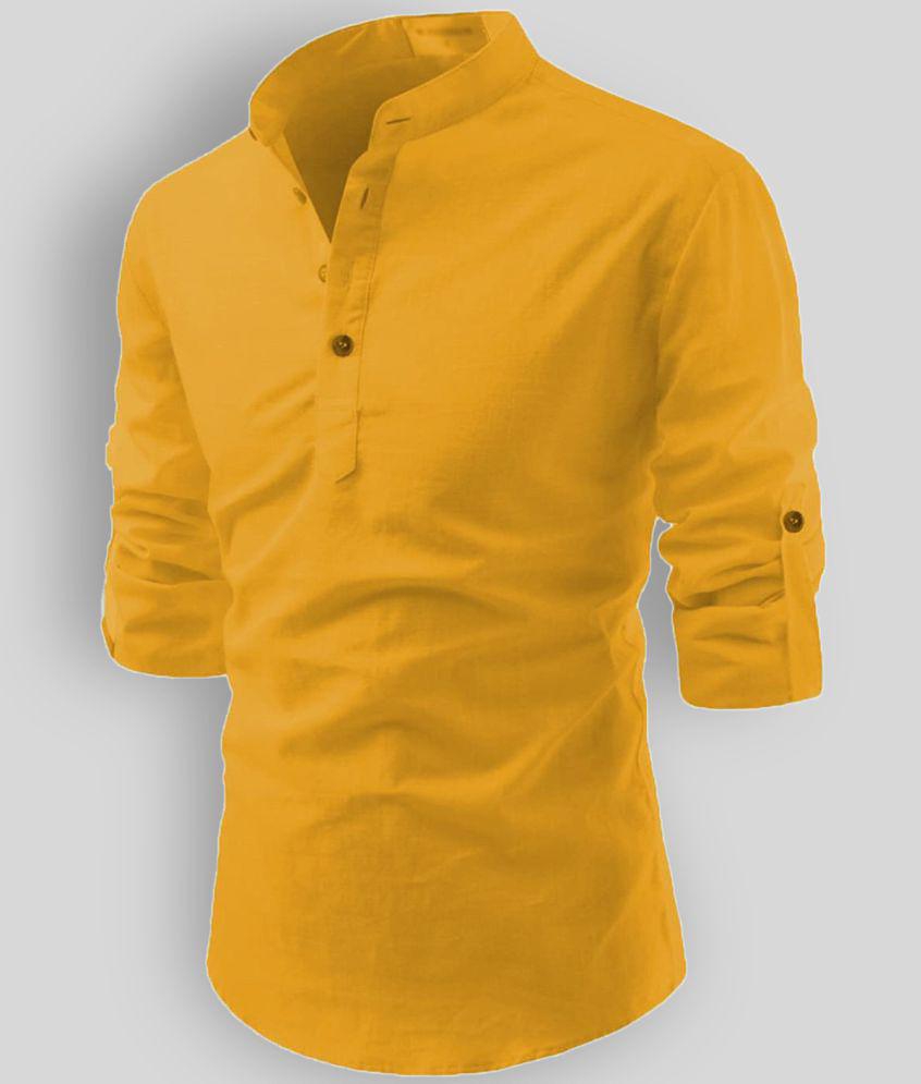 Life Roads - Yellow Cotton Men's Shirt Style Kurta ( Pack of 1 ) - None