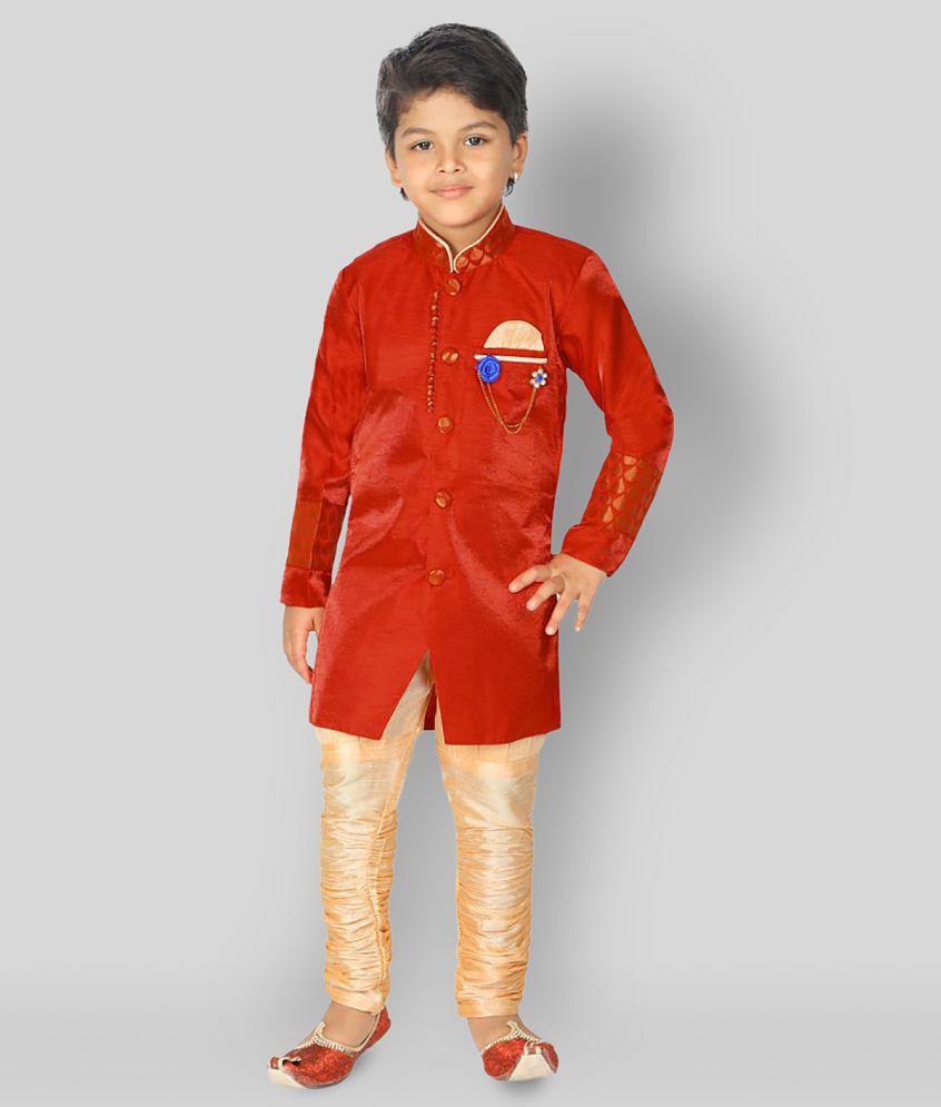 Ahhaaaa Kids Ethnic Wear Sherwani and Breaches Set For Boys - None