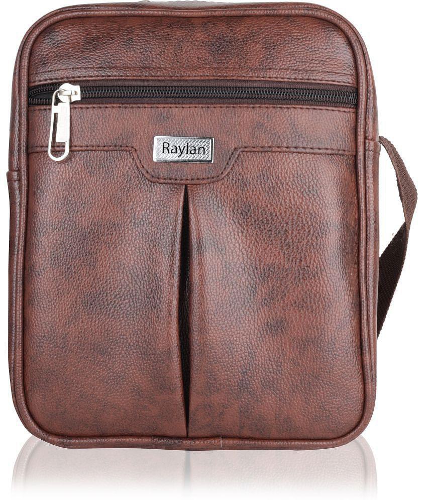 Raylan - Brown Textured Messenger Bag - Brown